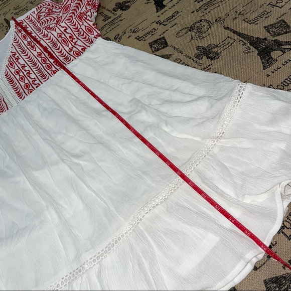 Xhilaration NWT! White/Red Embroidered Long Sleeve Babydoll Dress Size XXL - Picture 13 of 14